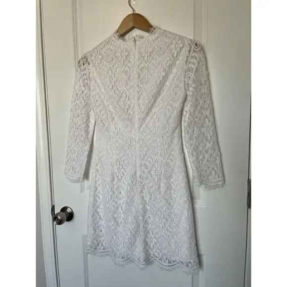 NWT Lilly Pulitzer Meryl 3/4 Sleeve V Neck Resort White Diamond Lace Dress 00 - Picture 6 of 7